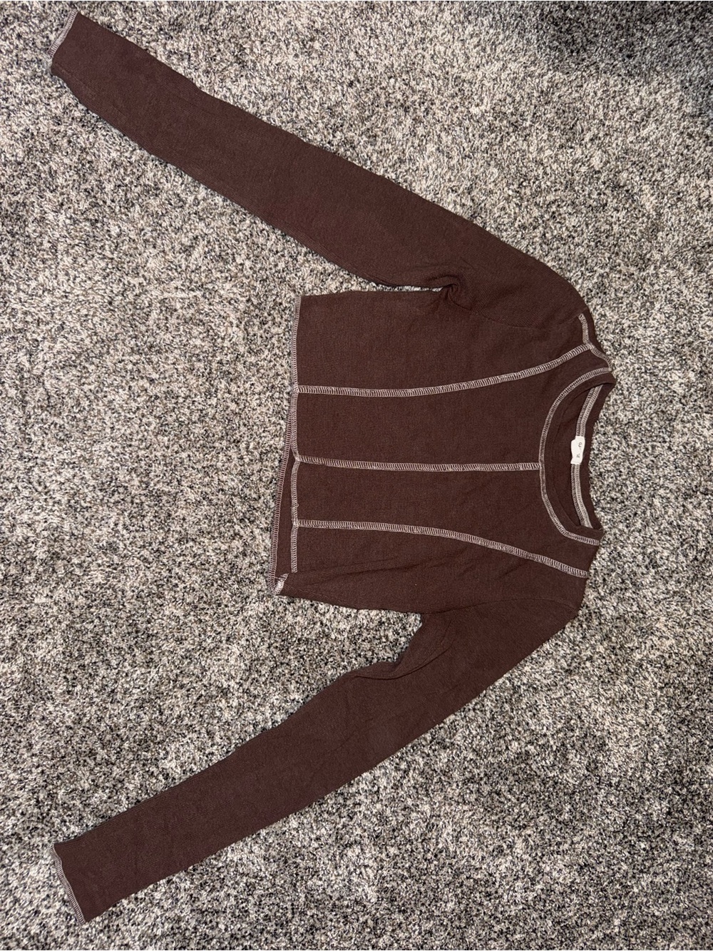 Brown Crop Long Sleeve Top